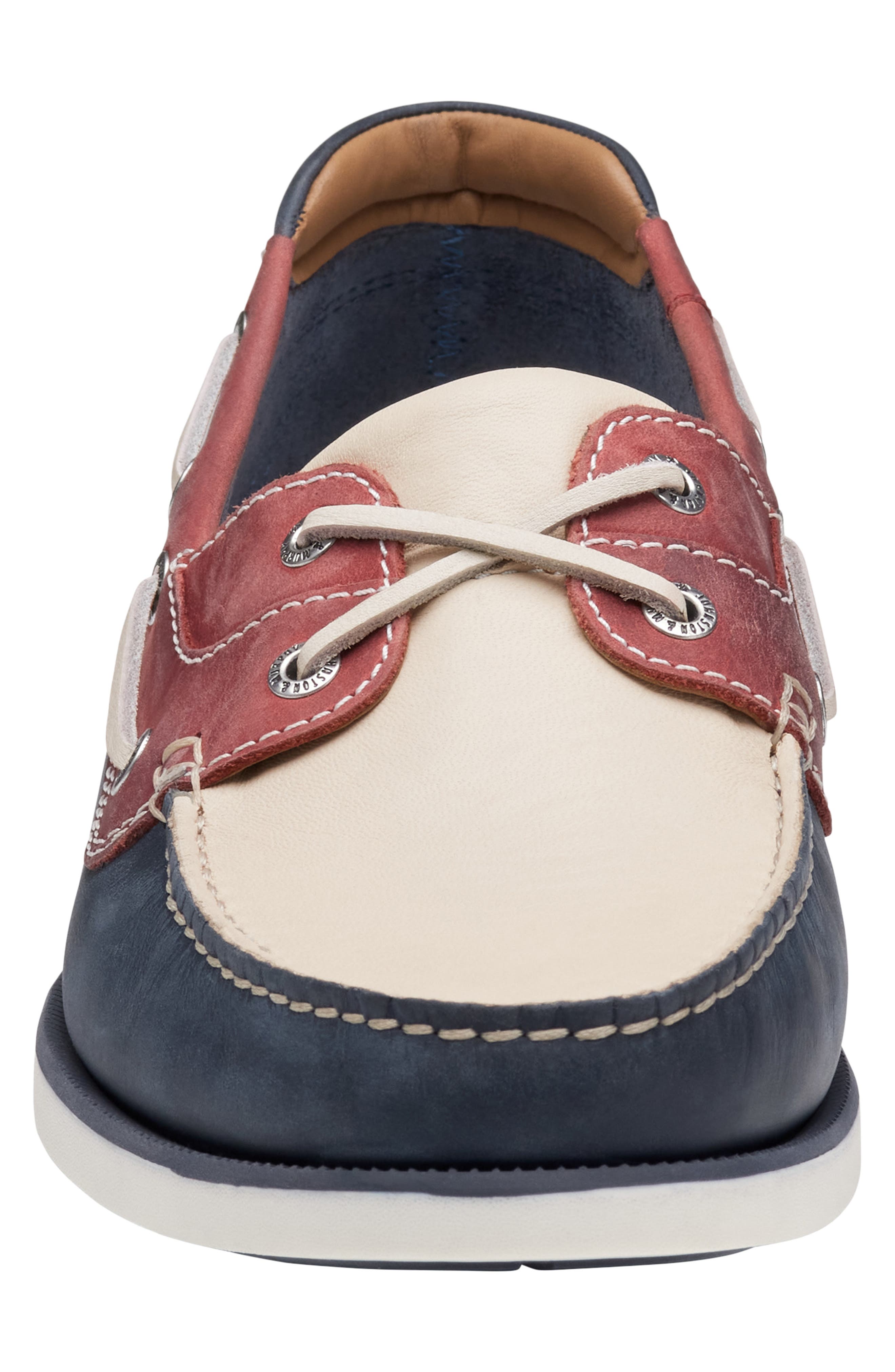 Johnston & Murphy Ventura Boat Shoe, Alternate, color, Red/ White/ Blue Full Grain