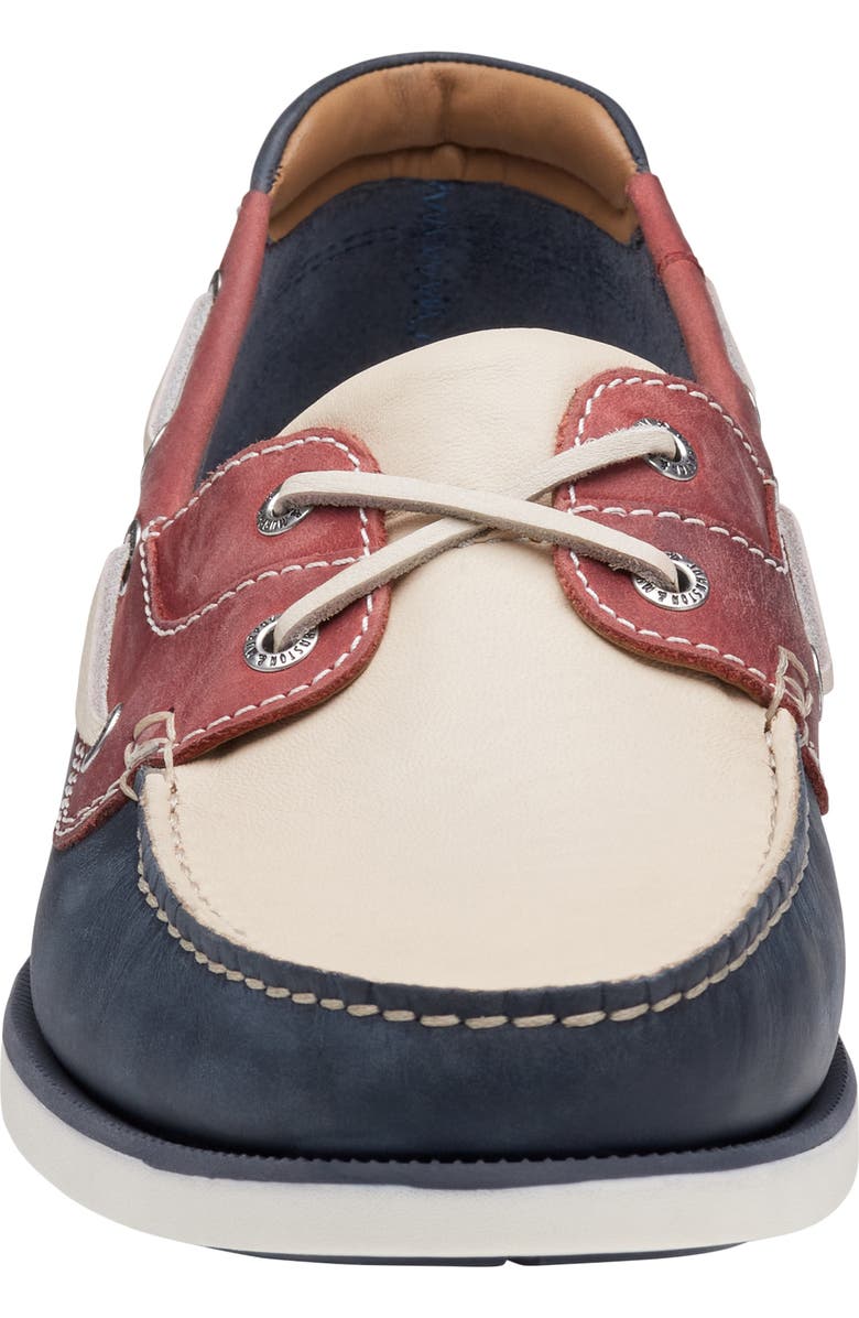 Johnston & Murphy Ventura Boat Shoe, Alternate, color, Red/ White/ Blue Full Grain