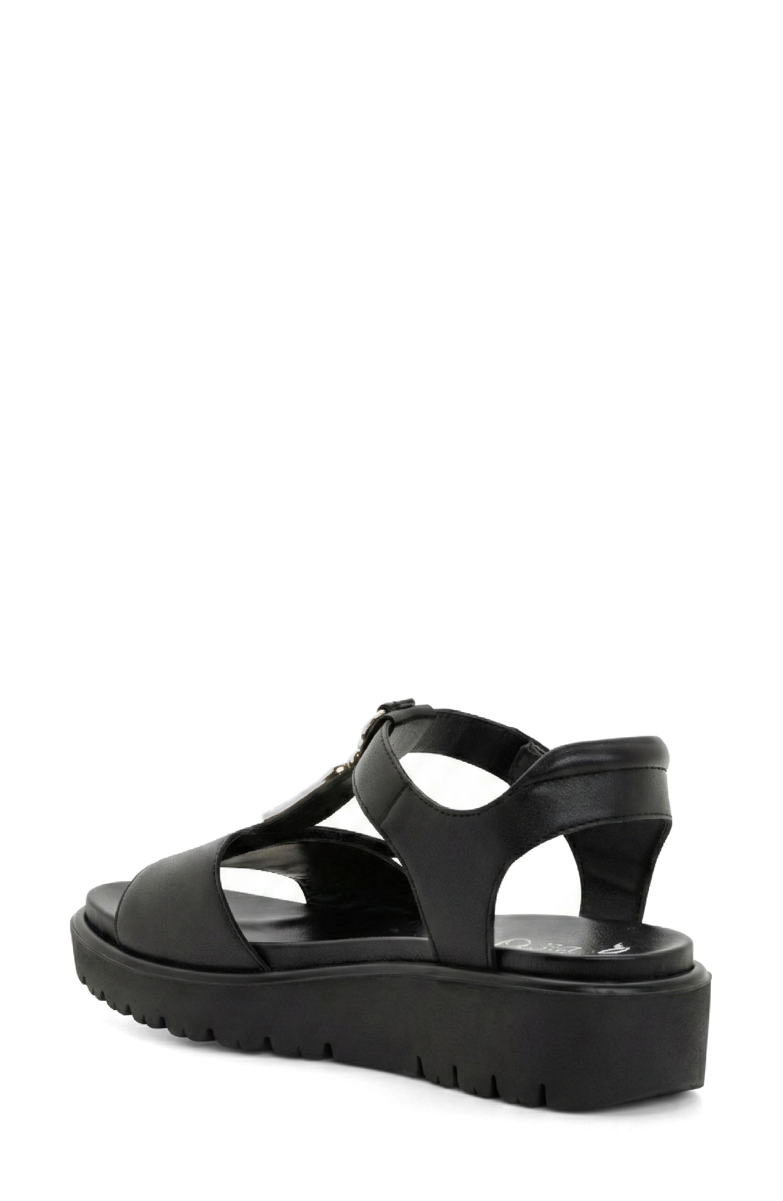 ara Belize Platform Sandal, Alternate, color, Black Nappa Leather
