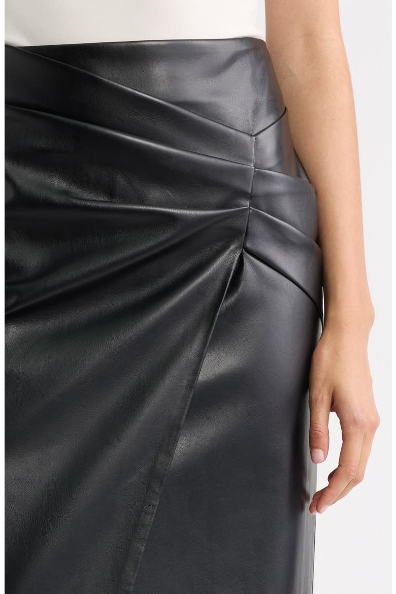 Amelia Faux Leather Faux Wrap Skirt, Alternate, color, NOIR