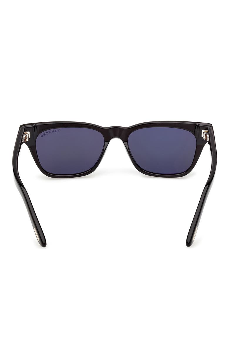 Penn 53mm Rectangular Sunglasses, Alternate, color, SHINY BLACK / BLUE LENS