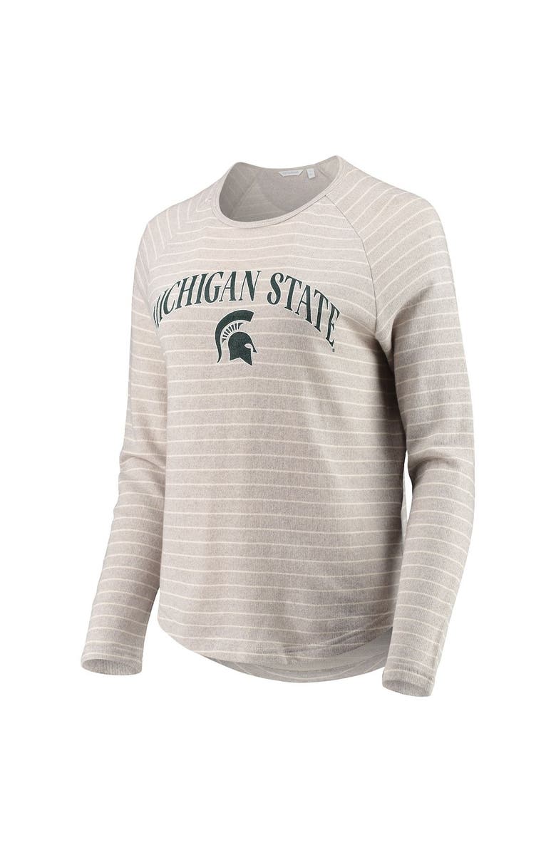 CAMP DAVID Women's Heathered Gray Michigan State Spartans Seaside Striped French Terry Raglan Pullover Sweatshirt, Alternate, color, 