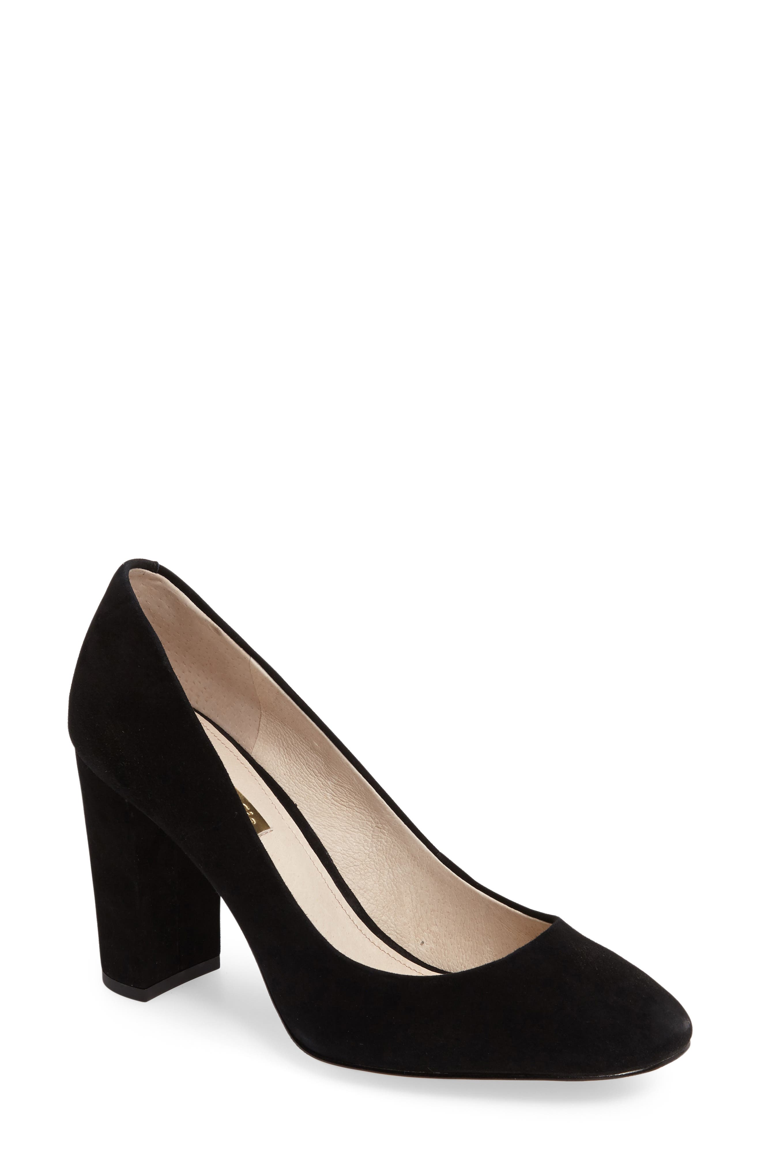 Jianna Stacked Heel Pump, Main, color, BLACK SUEDE