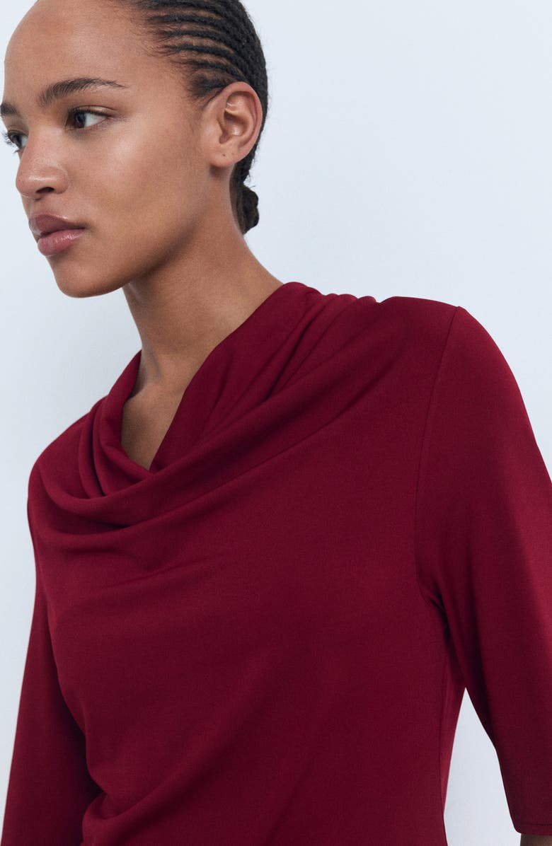 MANGO Drape Neck Top, Alternate, color, Burgundy