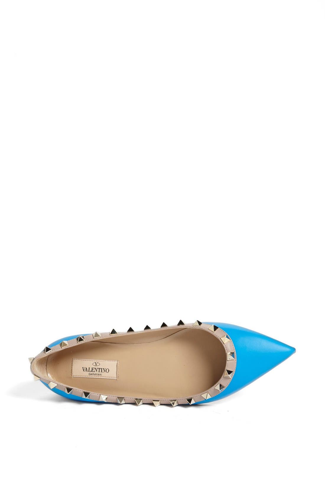 Valentino 'Rockstud' Ballerina Flat, Alternate, color, BLUE