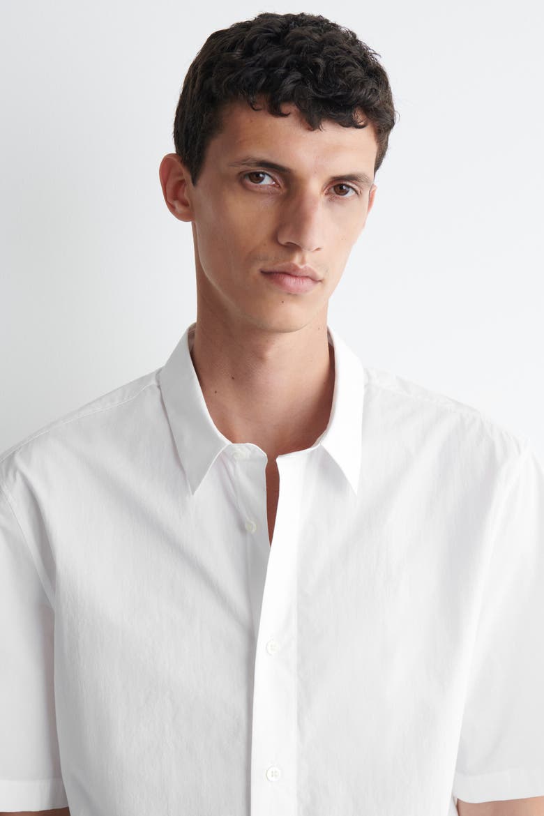 Relaxed Cotton Short-sleeved Shirt, Alternate, color, WHITE