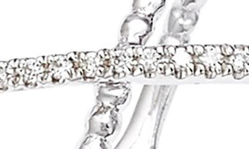 Bony Levy Stackable Crossover Beaded Diamond Ring In White Gold