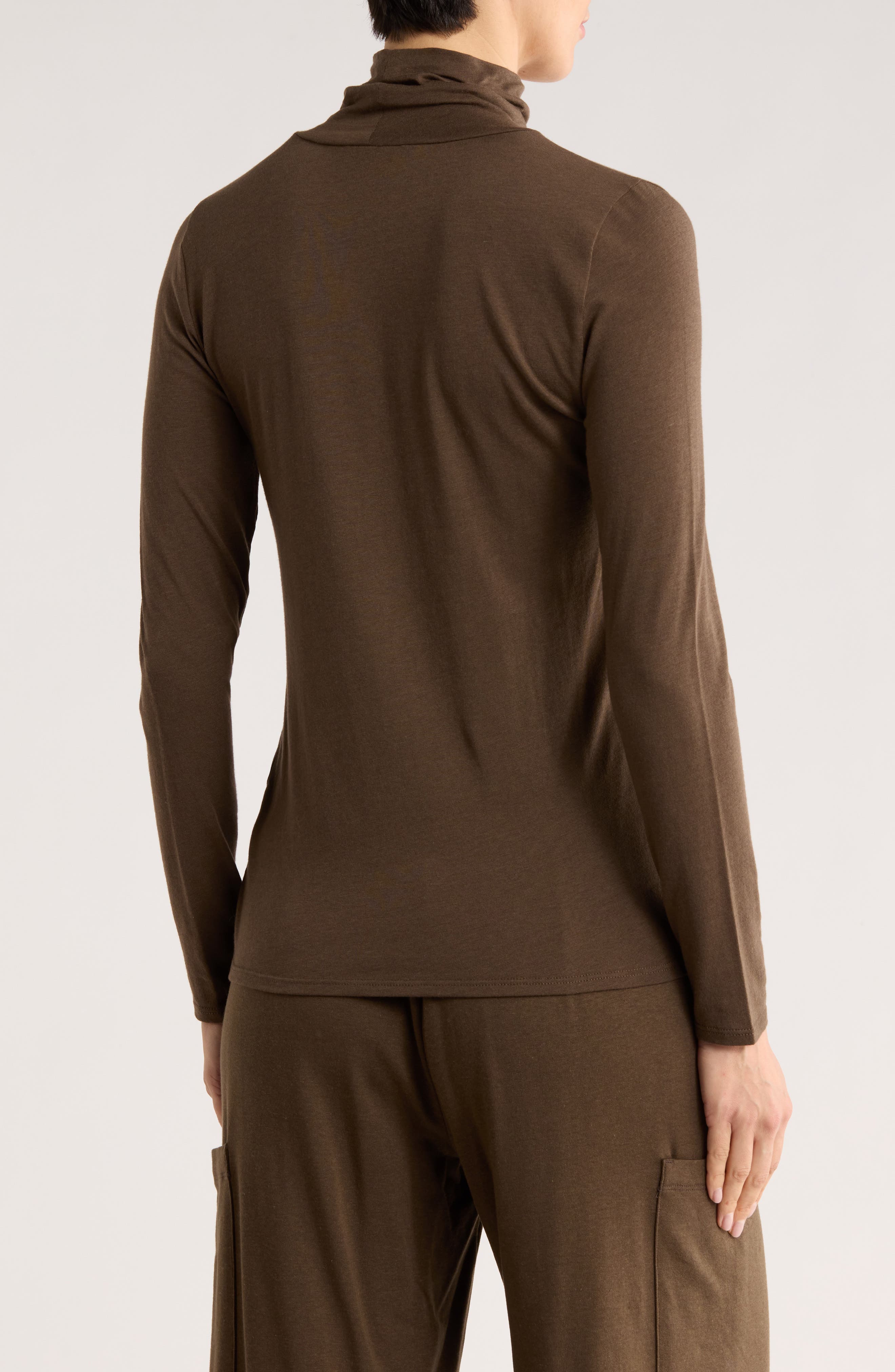 Turtleneck Stretch Organic Cotton Blend Top - image 4