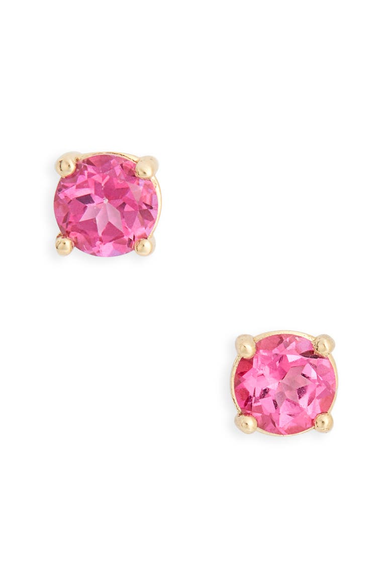 Pink Topaz Stud Earrings, Main, color, 14K PINK TOPAZ