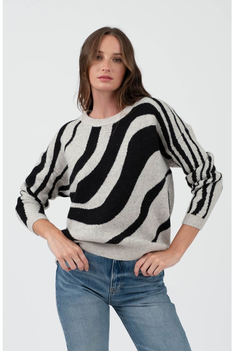 Animal Stripe Sweater, Alternate, color, WHITE