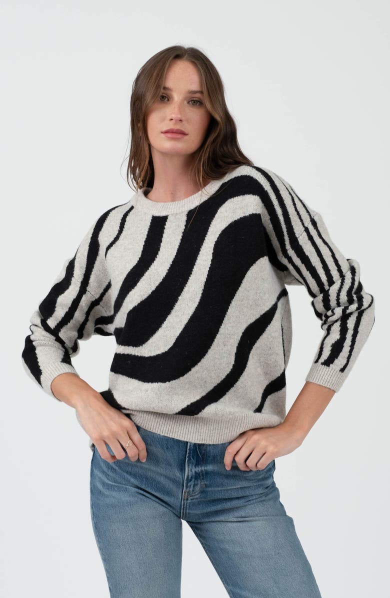 Blu Pepper Animal Stripe Sweater, Alternate, color,