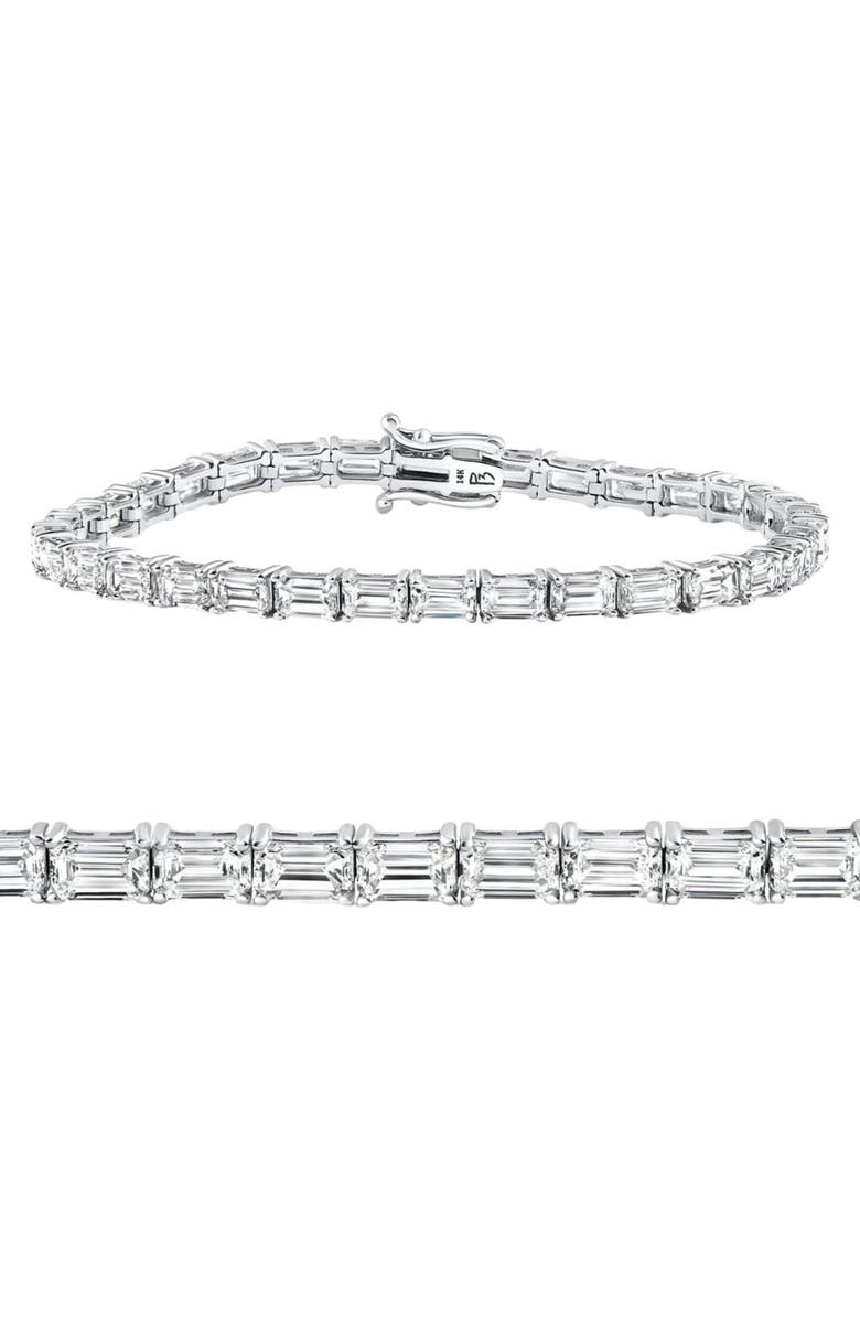 Bliss Diamond 11Ct Emerald Cut Diamond Tennis Bracelet 14k Gold 7" Lab Grown, Main, color, 