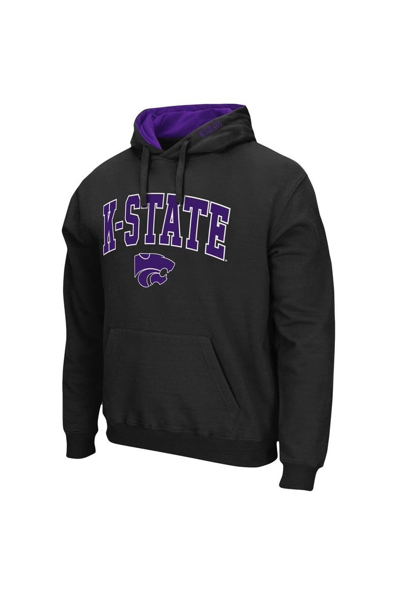 Men's Colosseum Black Kansas State Wildcats Arch & Logo 3.0 Pullover Hoodie, Alternate, color, Black