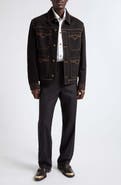 Versace Greca Stripe Wool Straight Leg Pants