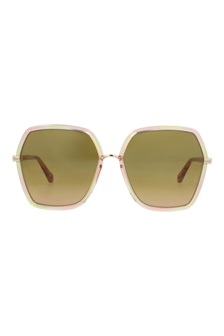 58mm Butterfly Sunglasses, Main, color, HAVANA ORANGE GREEN