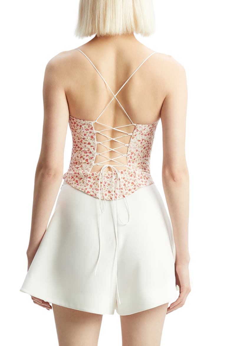Estie Eyelet Embroidery Corset Top, Alternate, color, RED FLORAL