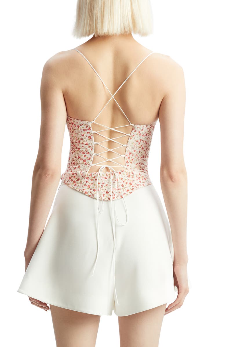 Bardot Estie Eyelet Embroidery Corset Top, Alternate, color, Red Floral