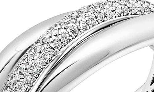 Crislu Eternal Cubic Zirconia Stacking Ring In Silver