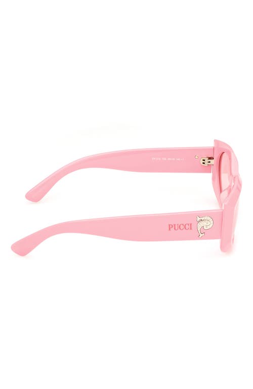 Pucci Women's Shiny Pink Faceted Rectangle Sunglasses In Pink