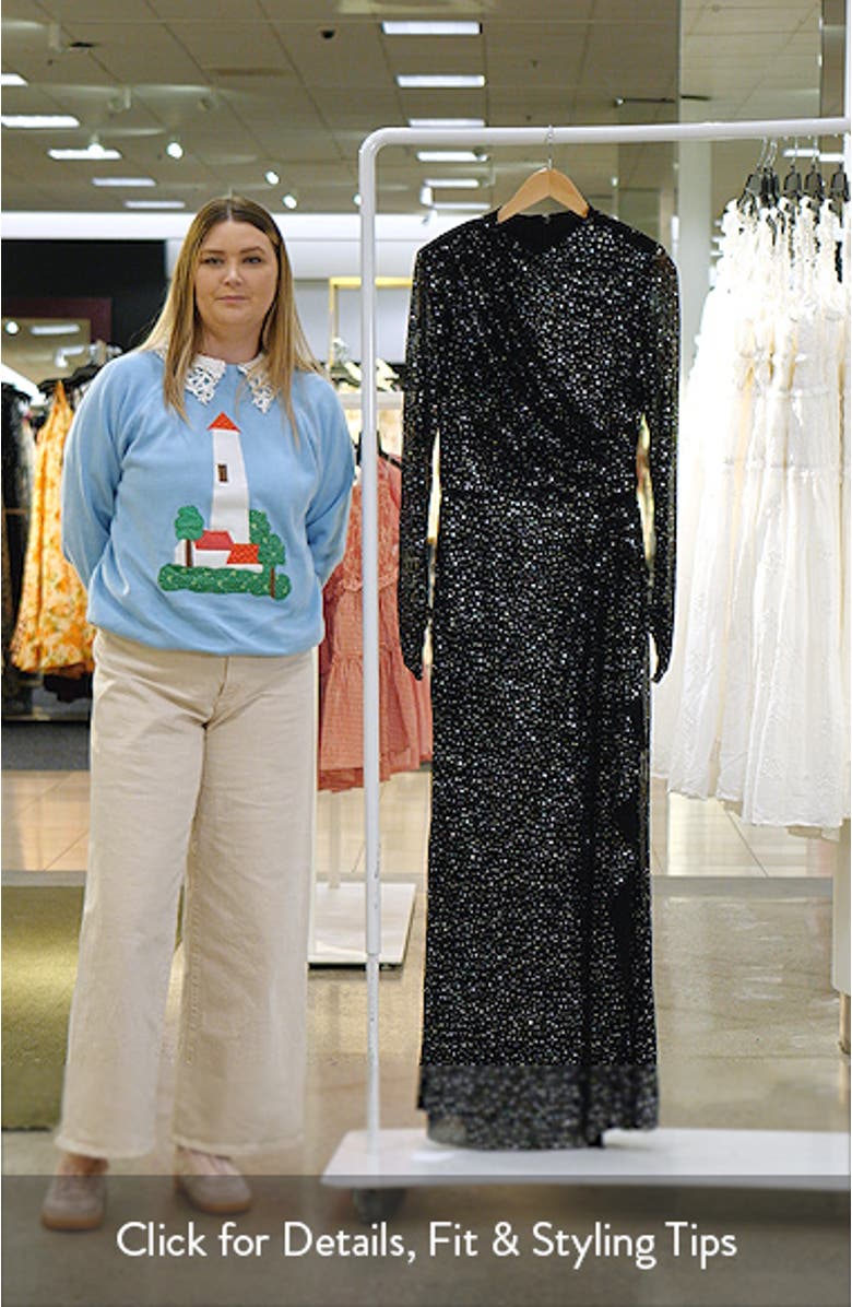 Rhinestone Long Sleeve Stretch Gown, sales video thumbnail