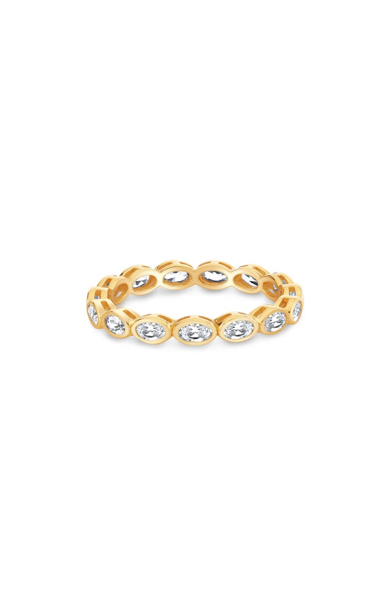 Crislu Oval Cut Cubic Zirconia Eternity Ring, Alternate, color, 18Kt Yellow Gold / Clear Stone