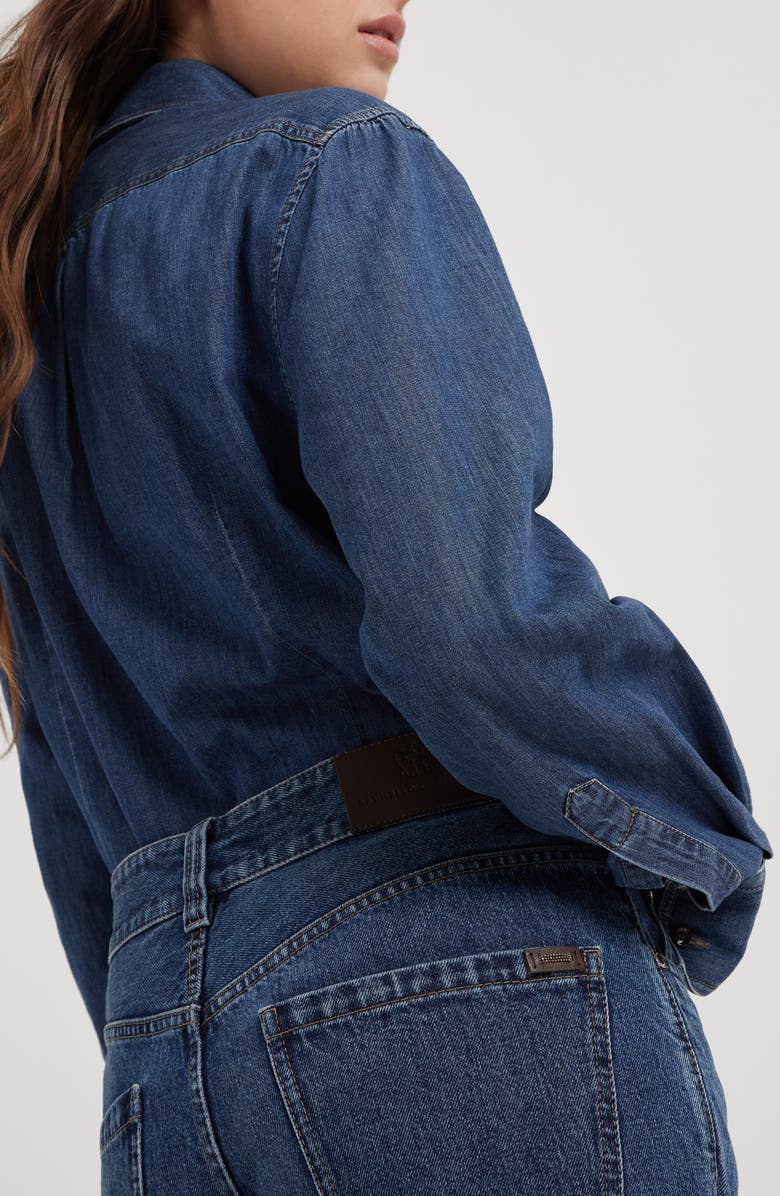 Brunello Cucinelli Authentic denim straight trousers with monili, Alternate, color, 