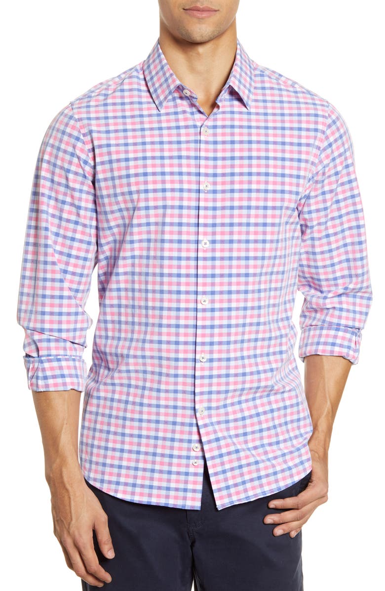 MOVE Performance Apparel Check Button-Up Shirt, Main, color, 