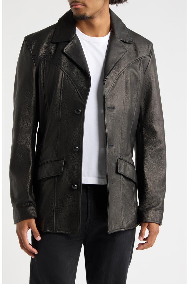 Freehold Leather Jacket, Main, color, BLACK