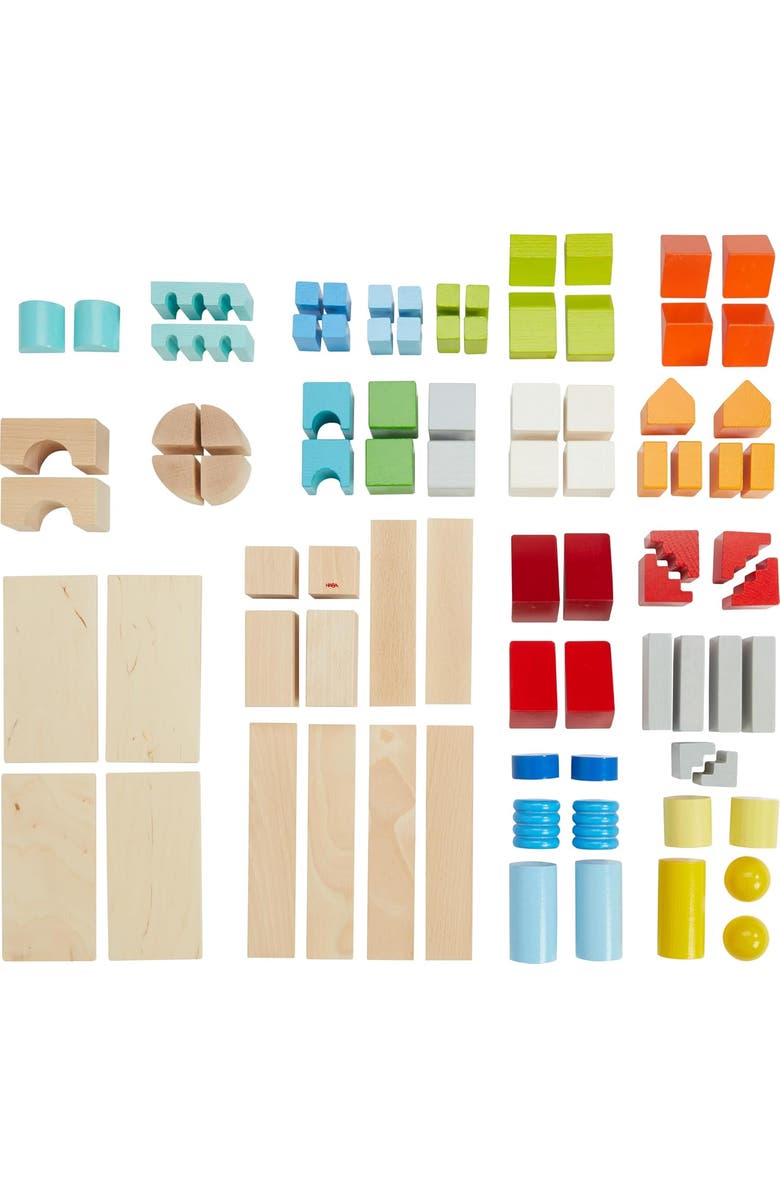 HABA Colored Wooden Building Blocks - Set of 85 Piece Set of Wooden Toys, Stacking Toys for Toddlers 1-3 Ideal Open Ended STEM Play, Alternate, color, Multi