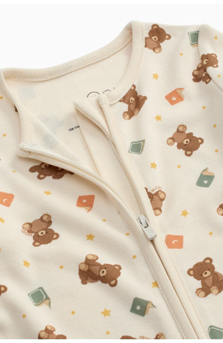 MORI Teddy Bear Two Way Zip-Up Romper, Alternate, color, Teddy Bear Print
