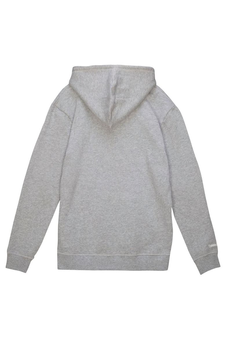Men's Mitchell & Ness Heather Gray New England Patriots Helmet Logo Vintage Pullover Hoodie, Alternate, color, Heather Gray