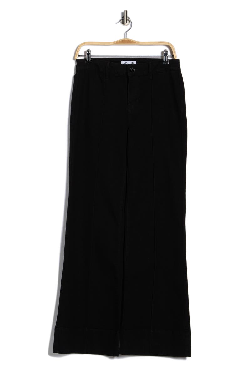 Pintuck Wide Leg Jeans, Alternate, color, BLACK