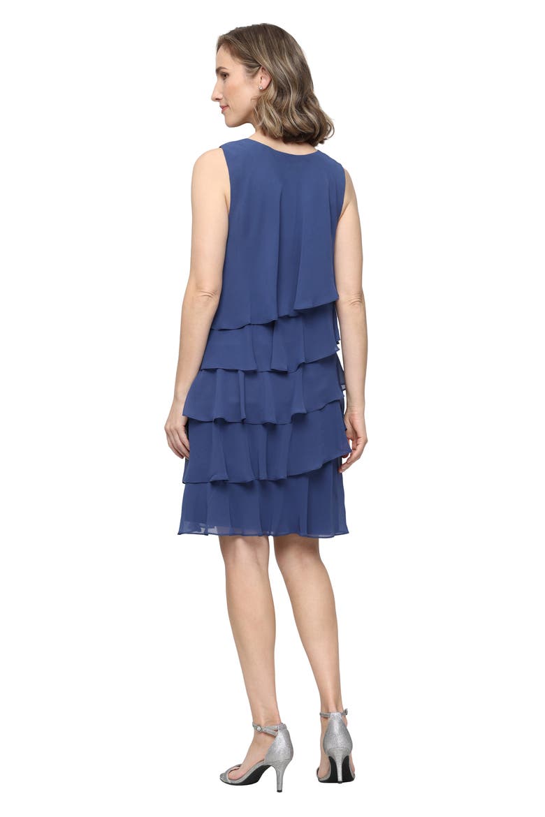 Tiered Ruffle Chiffon Dress with Jacket, Alternate, color, WEDGEWOOD