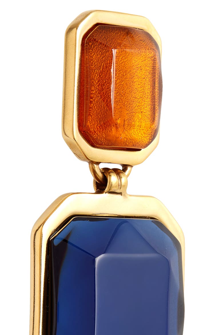 Double Octagon Drop Clip-On Earrings, Alternate, color, OR LAITON VIEILLI/ JA