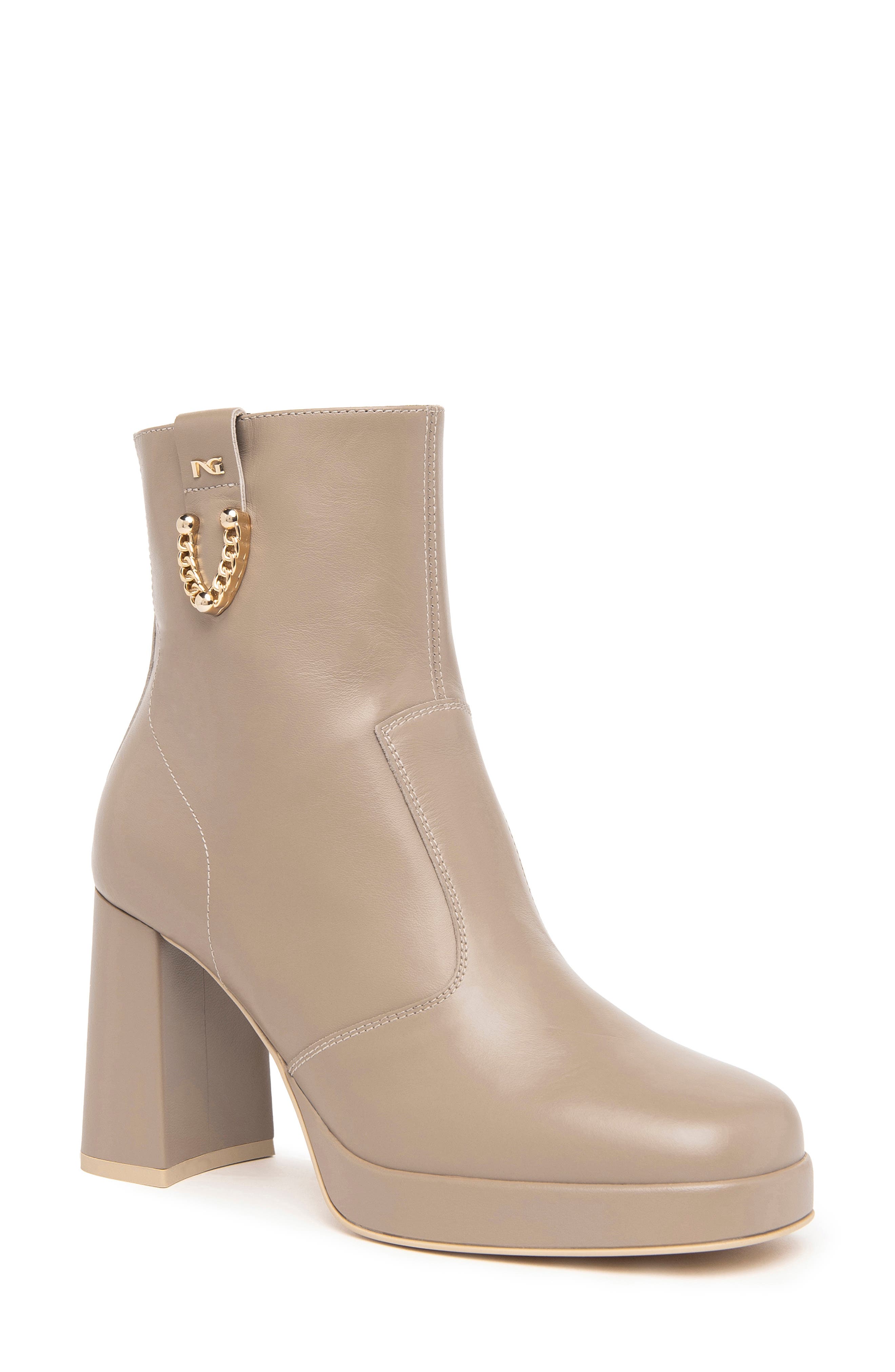 Chain Platform Bootie, Main, color, BEIGE/ KHAKI