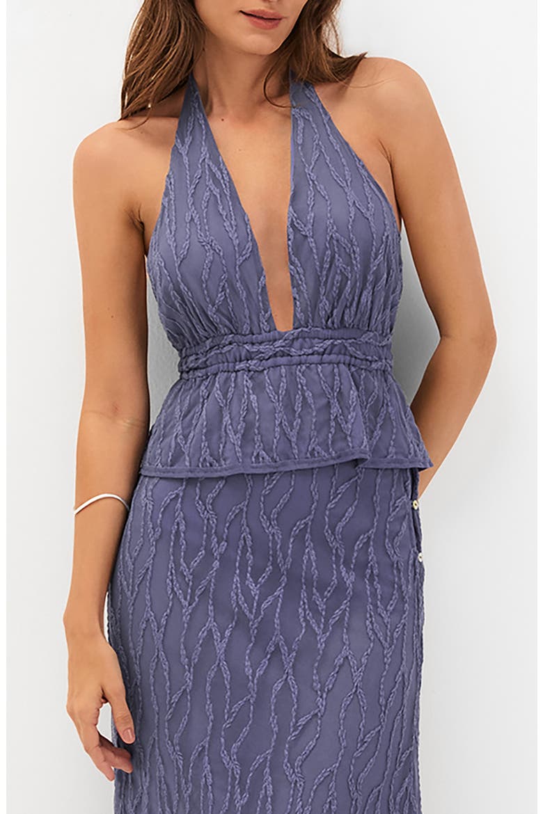Quinn Embroidered Mesh Halter Neck Top, Main, color, BLUE