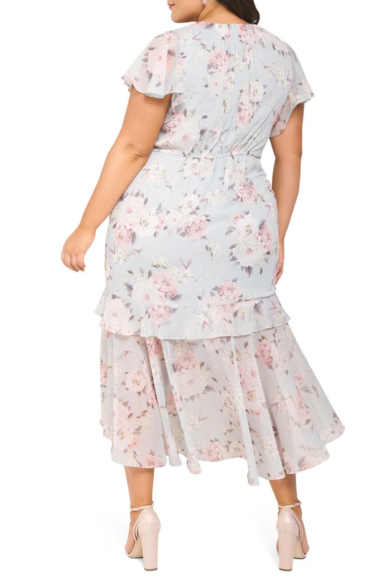 Bronte Floral Print Ruched High/Low Dress, Alternate, color, PEONY BLOSSOM