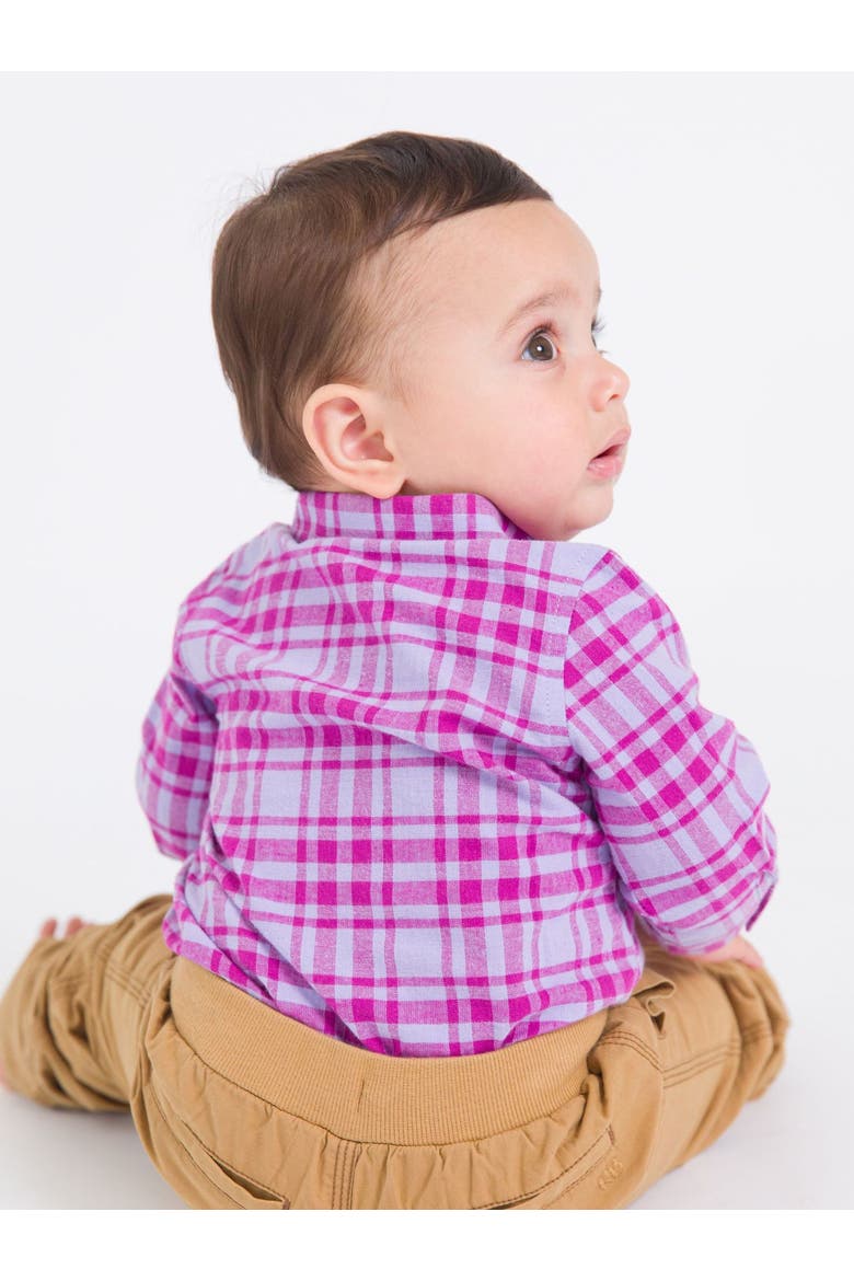 Baby Boys Long Sleeve Button Down Bodysuit, Alternate, color, Harper Plaid