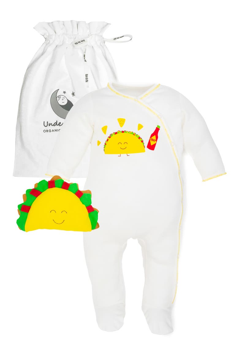 2-Piece Taco Organic Egyptian Cotton Footie & Toy Gift Set, Main, color, MULTICOLOR