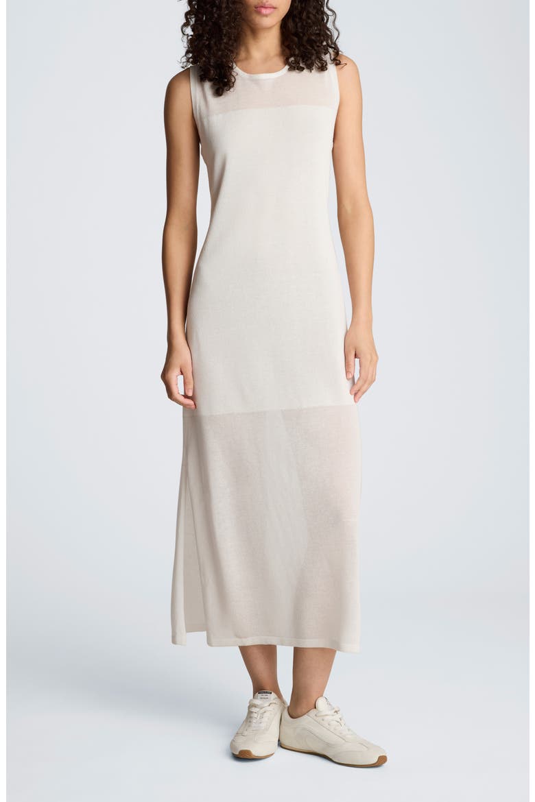 Semisheer Sleeveless Knit Dress, Main, color, PURE WHITE