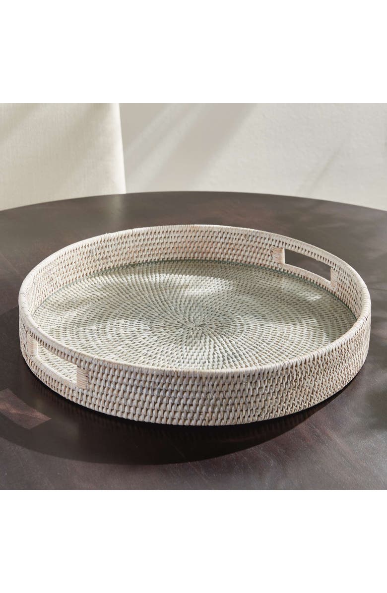 Napa Home & Garden Burma Rattan Round Serving Tray Large, Alternate, color, White