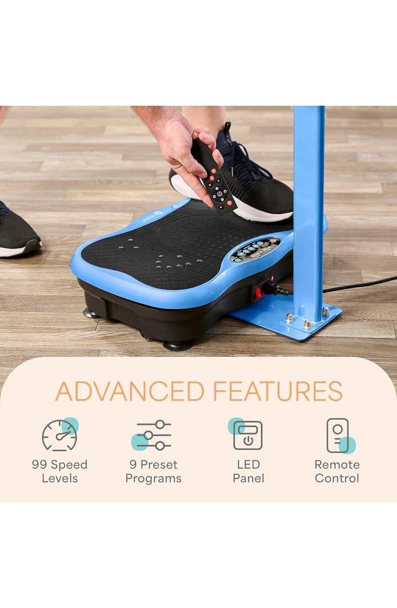 Lifepro TrimLite Vibration Plate Exercise Machine with Handlebars for Full Body Fitness, Alternate, color, Blue