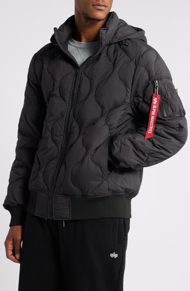Alpha Industries Lightweight Quilted Water Resistant Down Jacket, Alternate, color, Black