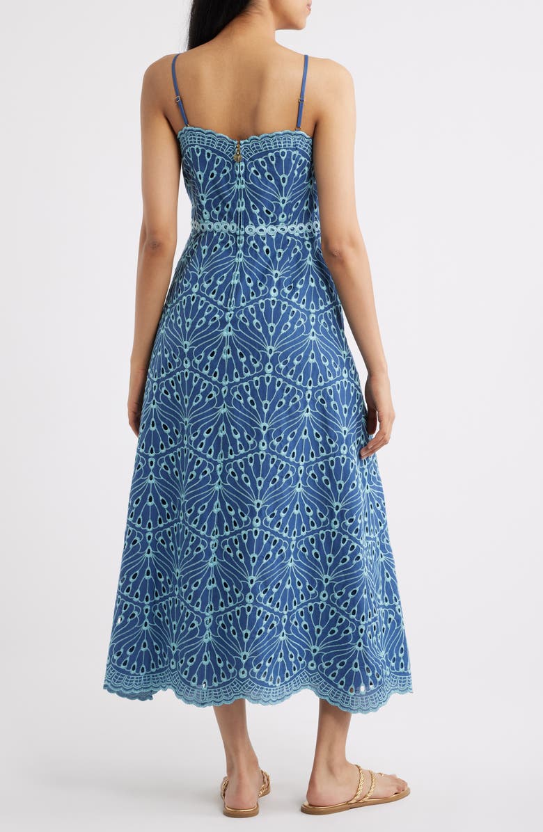 Lilly Pulitzer<sup>®</sup> Arlin Eyelet Embroidered Midi Dress, Alternate, color, Starlight Navy X Capri Blue
