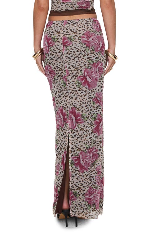 Princess Polly Colton Floral Leopard Mesh Maxi Skirt In Brown