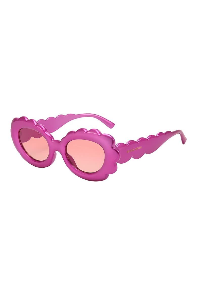 Lilah 74mm Polarized Oversize Oval Sunglasses, Alternate, color, MAGENTA / PINK