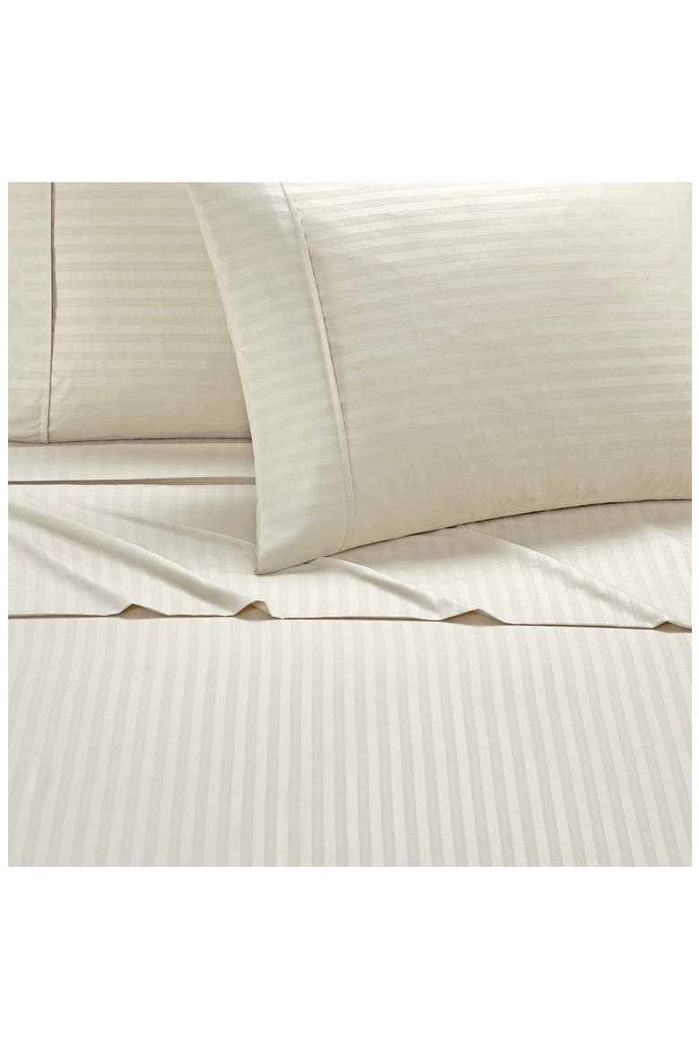 Sarina Solid with Stripe Sheet Set - Twin, Alternate, color, BEIGE