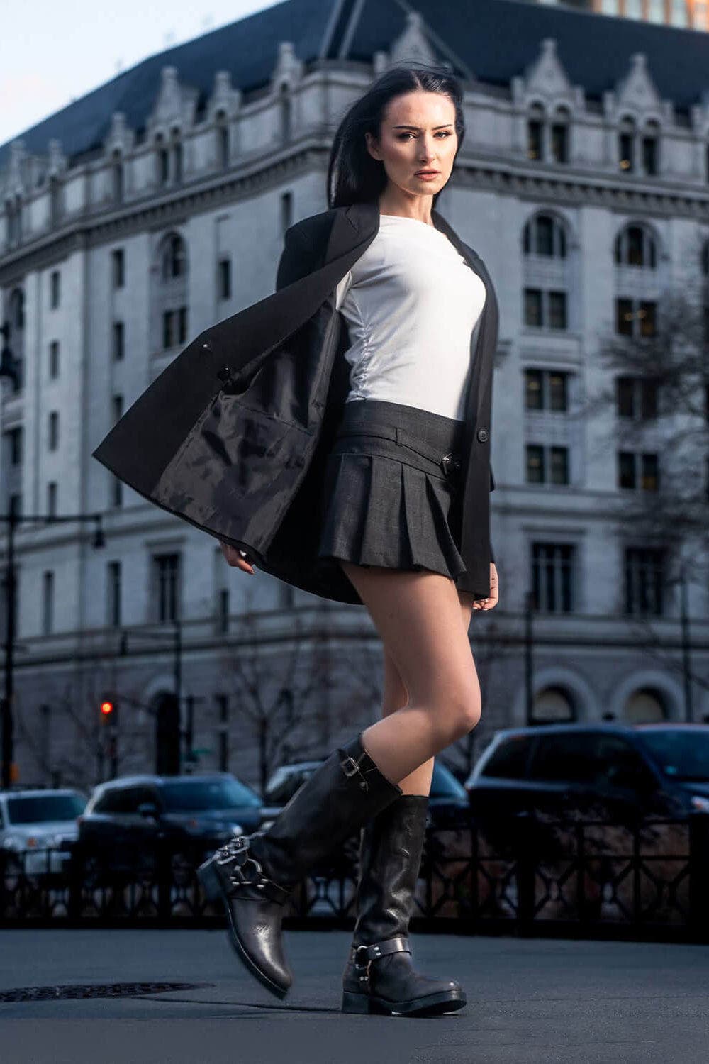 URBNKICKS Tall Biker Distressed Boots, Alternate, color, Black