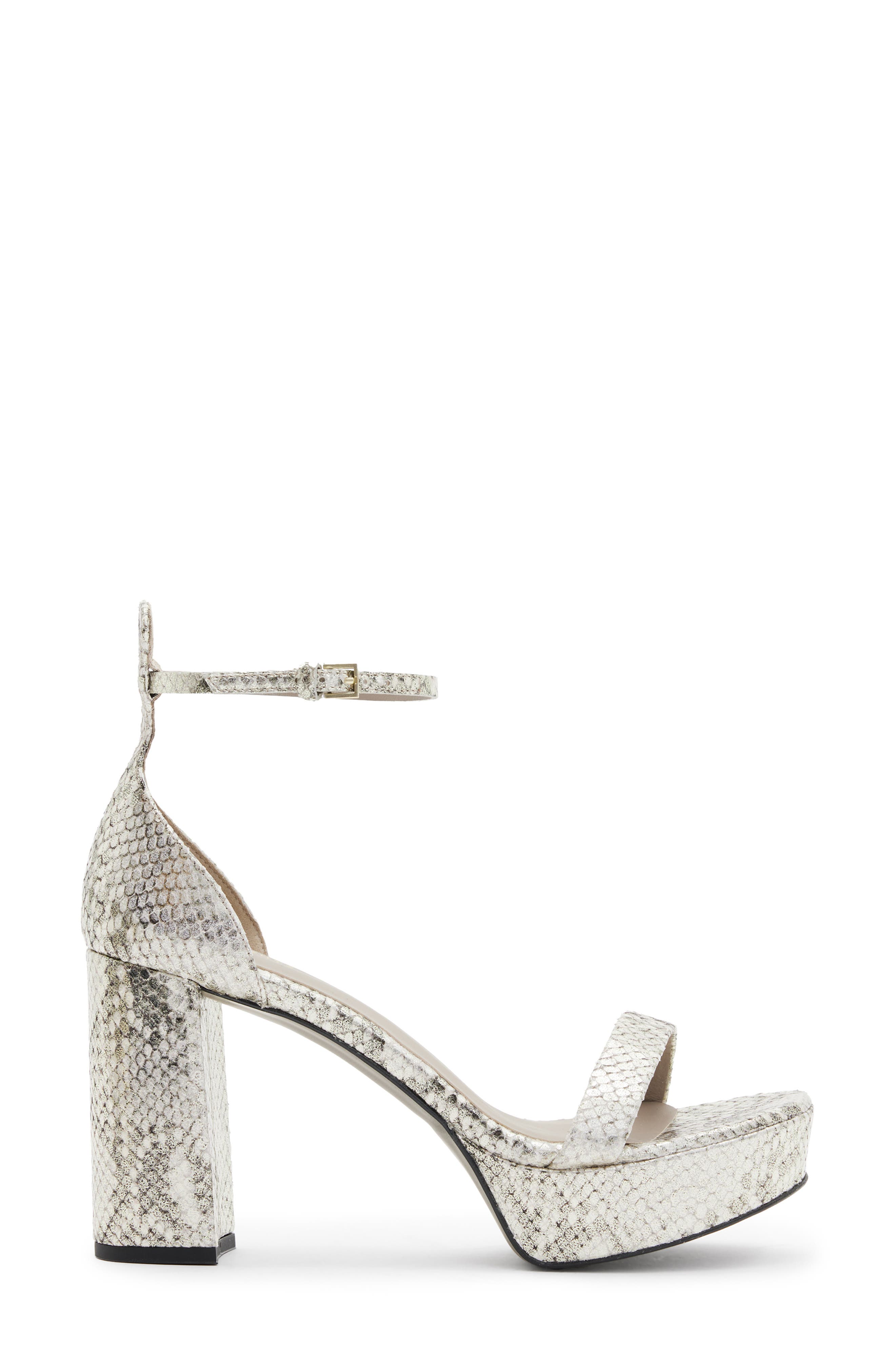 AllSaints Ziggy Snakeskin Embossed Platform Sandal, Alternate, color, Metallic Gold
