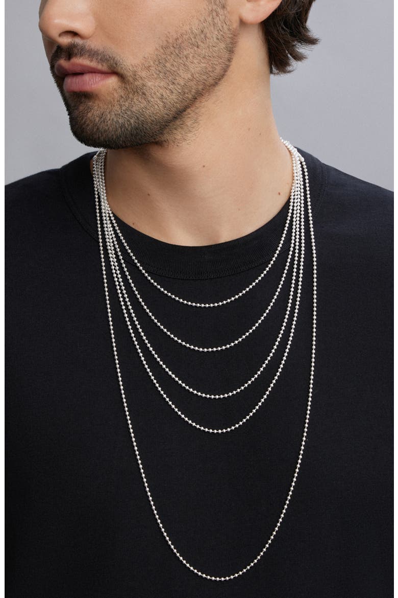 Men's Signature Caviar Ball Chain Necklace, Alternate, color, SILVER